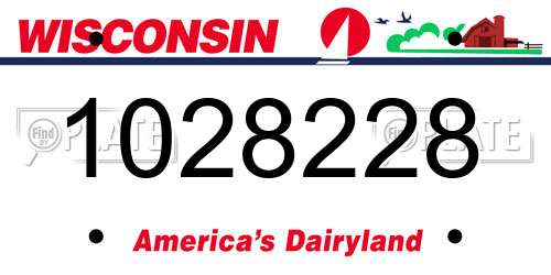 1028228 Wisconsin License Plate