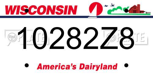 10282Z8 Wisconsin License Plate