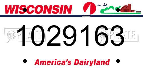 1029163 Wisconsin License Plate