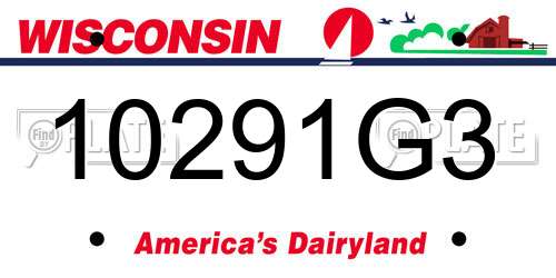 10291G3 Wisconsin License Plate