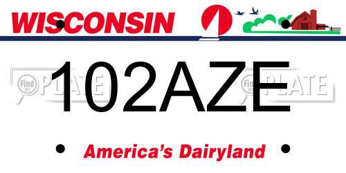 102AZE Wisconsin License Plate