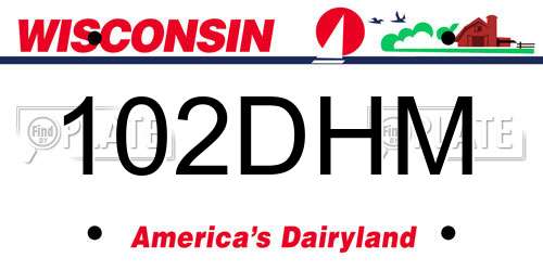 102DHM Wisconsin License Plate
