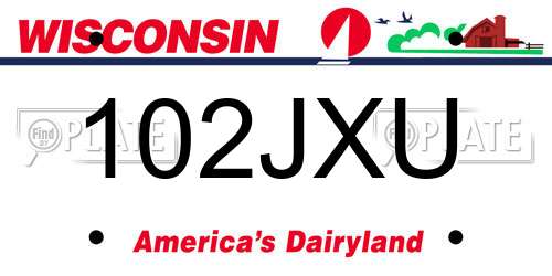 102JXU Wisconsin License Plate