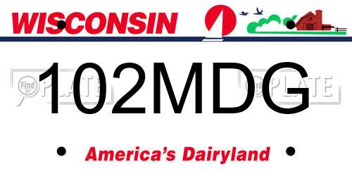 102MDG Wisconsin License Plate