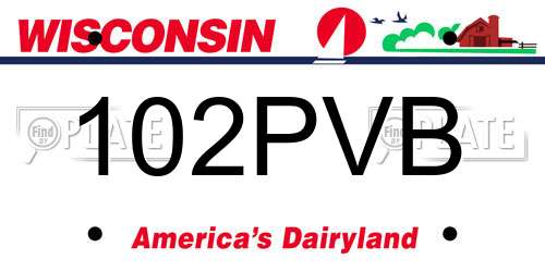 102PVB Wisconsin License Plate