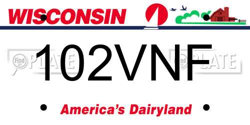 102VNF Wisconsin License Plate