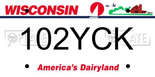 102YCK Wisconsin License Plate