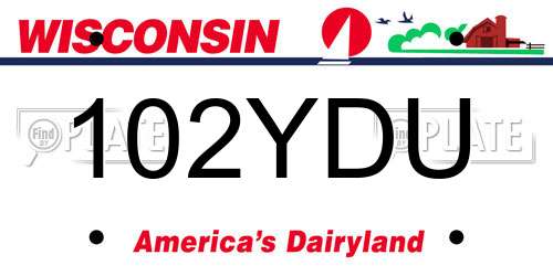 102YDU Wisconsin License Plate