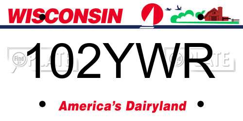 102YWR Wisconsin License Plate
