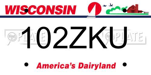 102ZKU Wisconsin License Plate