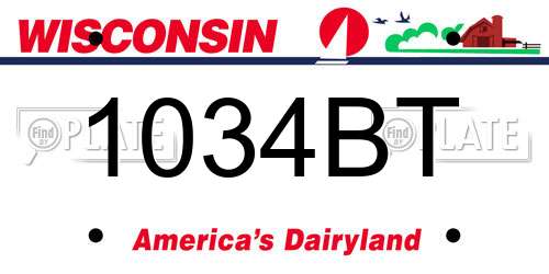 1034BT Wisconsin License Plate