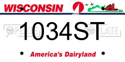 1034ST Wisconsin License Plate