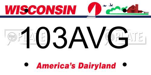 103AVG Wisconsin License Plate