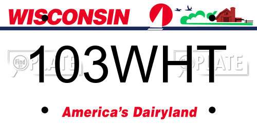 103WHT Wisconsin License Plate
