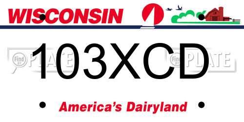 103XCD Wisconsin License Plate