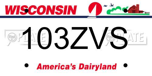 103ZVS Wisconsin License Plate