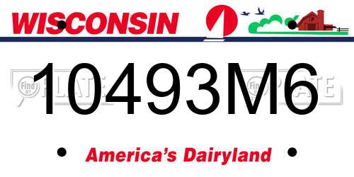 10493M6 Wisconsin License Plate