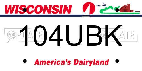 104UBK Wisconsin License Plate