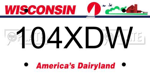 104XDW Wisconsin License Plate