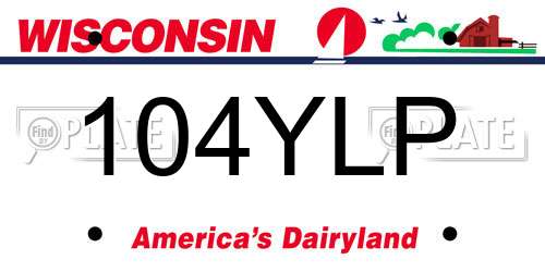 104YLP Wisconsin License Plate