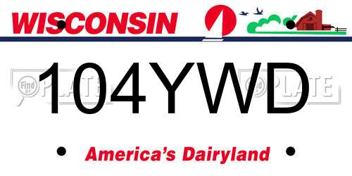 104YWD Wisconsin License Plate