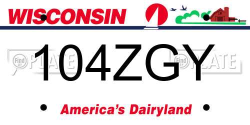 104ZGY Wisconsin License Plate