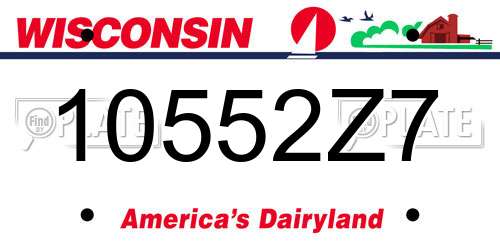 10552Z7 Wisconsin License Plate