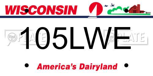 105LWE Wisconsin License Plate