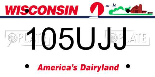 105UJJ Wisconsin License Plate