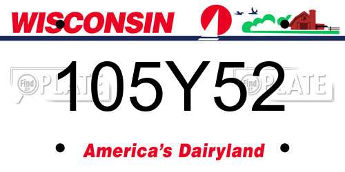 105Y52 Wisconsin License Plate
