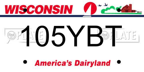 105YBT Wisconsin License Plate