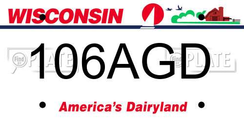 106AGD Wisconsin License Plate