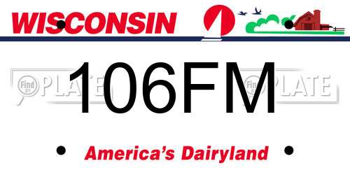 106FM Wisconsin License Plate