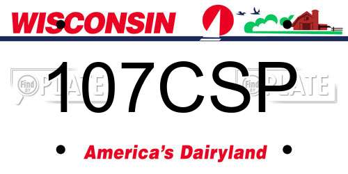 107CSP Wisconsin License Plate