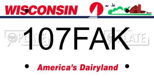 107FAK Wisconsin License Plate