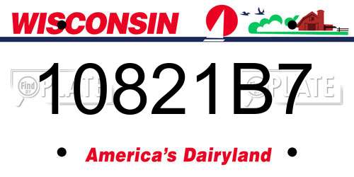 10821B7 Wisconsin License Plate