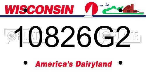 10826G2 Wisconsin License Plate