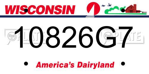 10826G7 Wisconsin License Plate
