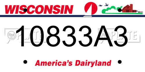 10833A3 Wisconsin License Plate