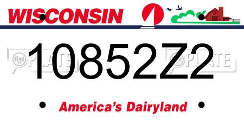 10852Z2 Wisconsin License Plate
