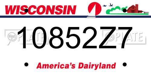 10852Z7 Wisconsin License Plate