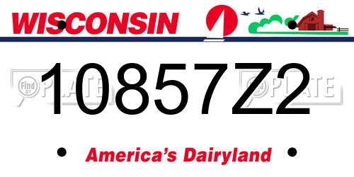 10857Z2 Wisconsin License Plate
