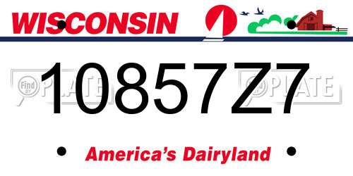 10857Z7 Wisconsin License Plate