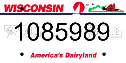 1085989 Wisconsin License Plate