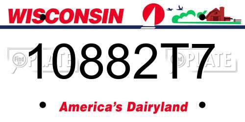 10882T7 Wisconsin License Plate