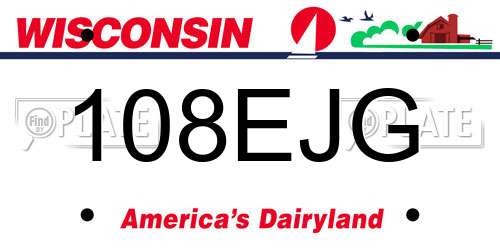 108EJG Wisconsin License Plate
