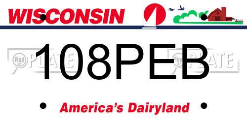 108PEB Wisconsin License Plate