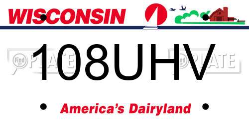 108UHV Wisconsin License Plate
