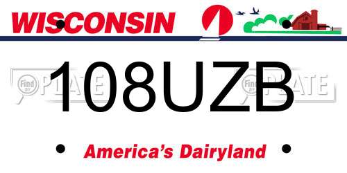 108UZB Wisconsin License Plate