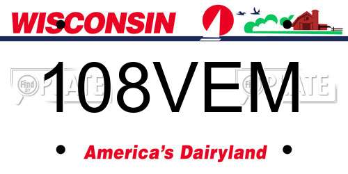 108VEM Wisconsin License Plate